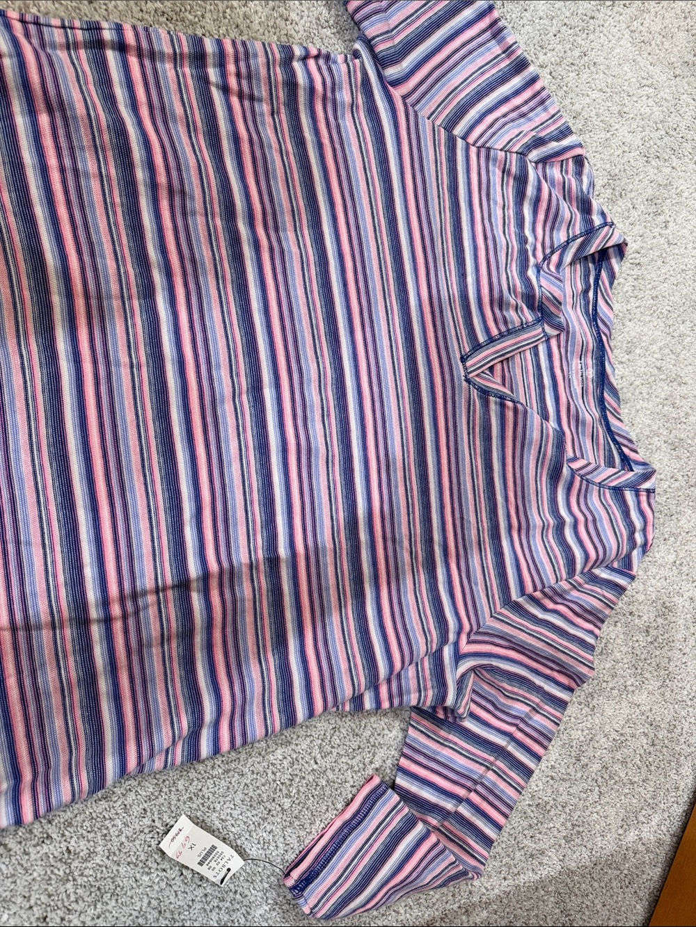 Striped Pink and Blue womens Casual Short-Sleeve Shirt
